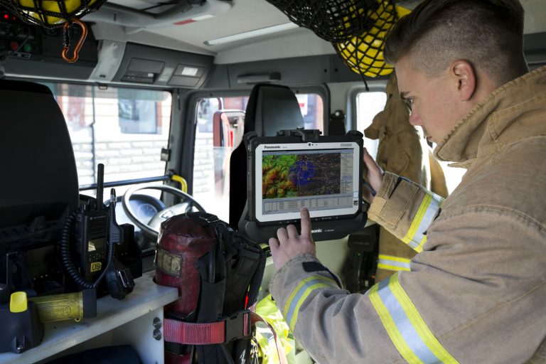 Firefighter using Panasonic Toughbook